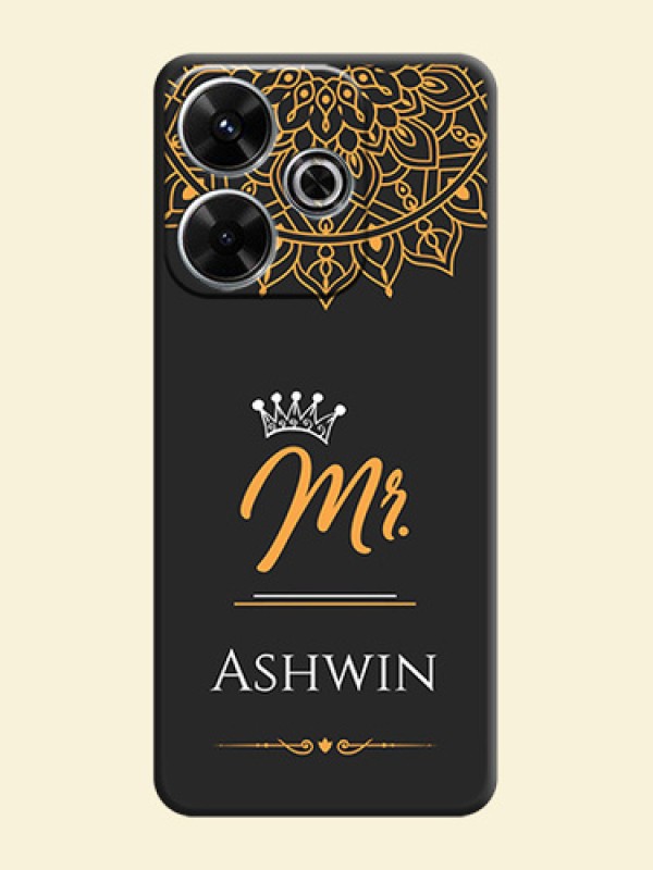 Mr Name with Floral Design On Space Black Custom Soft Matte Mobile Back Cover - Xiaomi Redmi 13 5G
