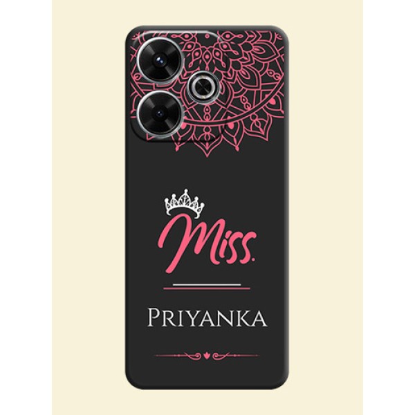 Mrs Name with Floral Design On Space Black Custom Soft Matte Mobile Back Cover - Xiaomi Redmi 13 5G Mrs Name with Floral Design On Space Black Custom Soft Matte Mobile Back Cover - Xiaomi Redmi 13 5G