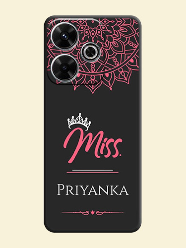 Mrs Name with Floral Design On Space Black Custom Soft Matte Mobile Back Cover - Xiaomi Redmi 13 5G