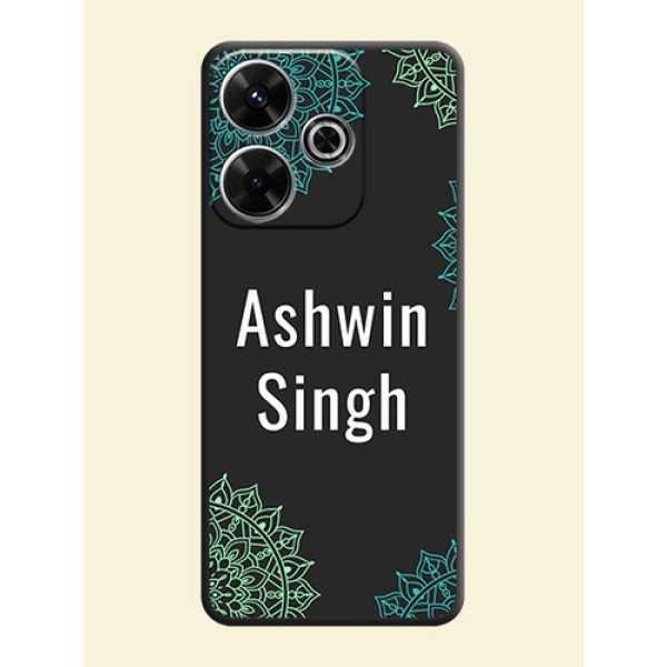 Your Name with Floral Design On Space Black Custom Soft Matte Mobile Back Cover - Xiaomi Redmi 13 5G Your Name with Floral Design On Space Black Custom Soft Matte Mobile Back Cover - Xiaomi Redmi 13 5G