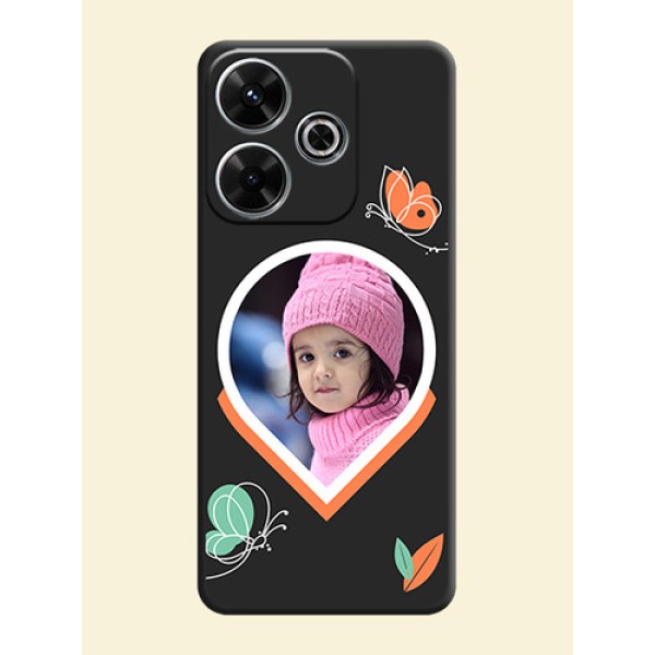 Upload Pic With Simple Butterly Design On Space Black Custom Soft Matte Mobile Back Cover - Xiaomi Redmi 13 5G Upload Pic With Simple Butterly Design On Space Black Custom Soft Matte Mobile Back Cover - Xiaomi Redmi 13 5G