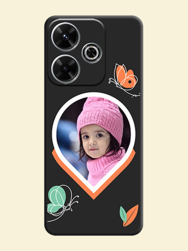 Upload Pic With Simple Butterly Design On Space Black Custom Soft Matte Mobile Back Cover - Xiaomi Redmi 13 5G
