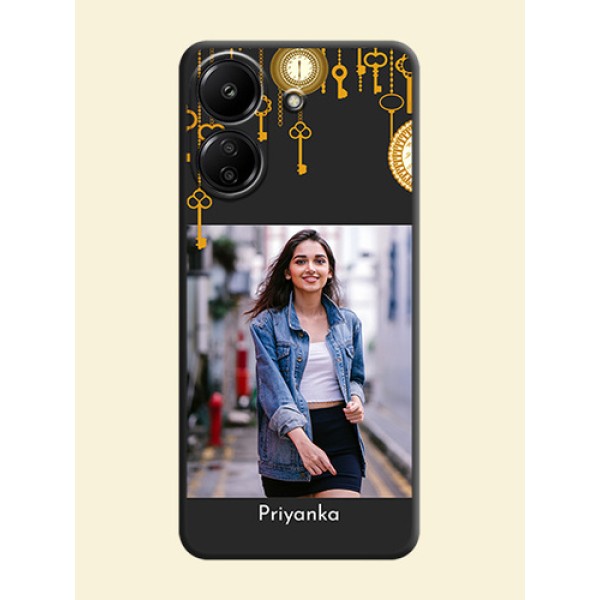 Decorative Design with Text On Space Black Custom Soft Matte Mobile Back Cover - Redmi 13C 4G