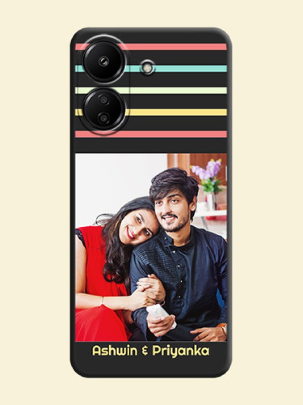 Color Stripes with Photo and Text on Photo  On Space Black Custom Soft Matte Mobile Back Cover - Redmi 13C 4G