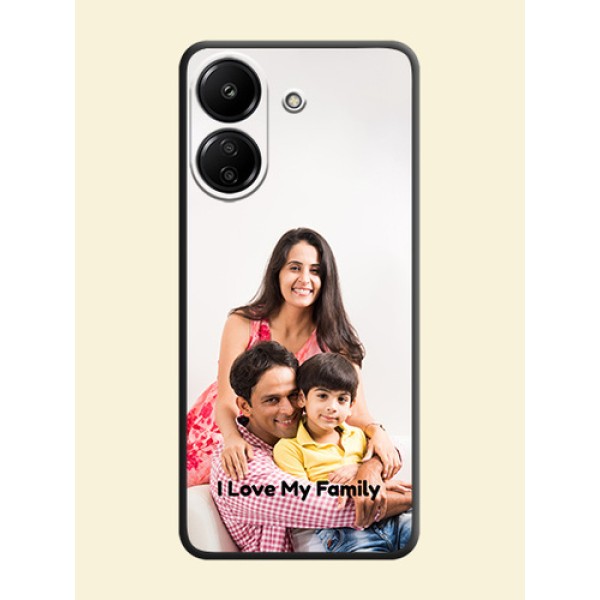 Full Single Pic Upload With Text On Space Black Custom Soft Matte Mobile Back Cover - Redmi 13C 4G Full Single Pic Upload With Text On Space Black Custom Soft Matte Mobile Back Cover - Redmi 13C 4G