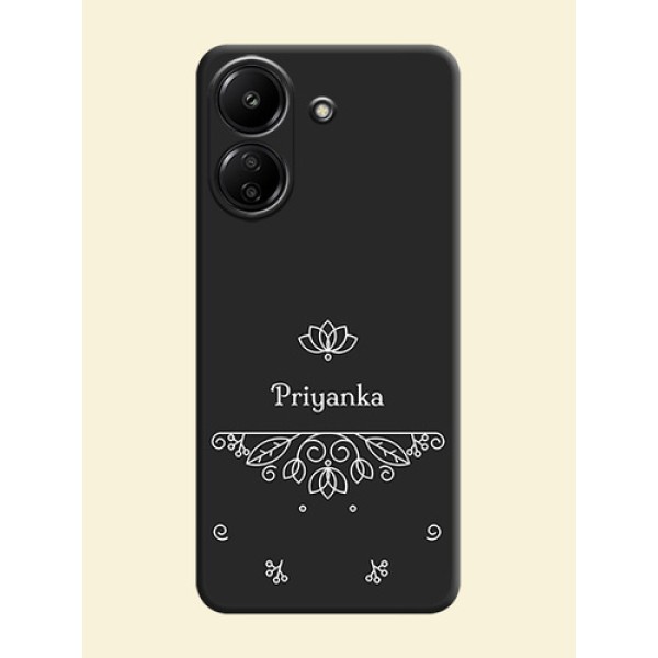 Lotus Garden Custom Text On Space Black Custom Soft Matte Mobile Back Cover - Redmi 13C 4G Lotus Garden Custom Text On Space Black Custom Soft Matte Mobile Back Cover - Redmi 13C 4G