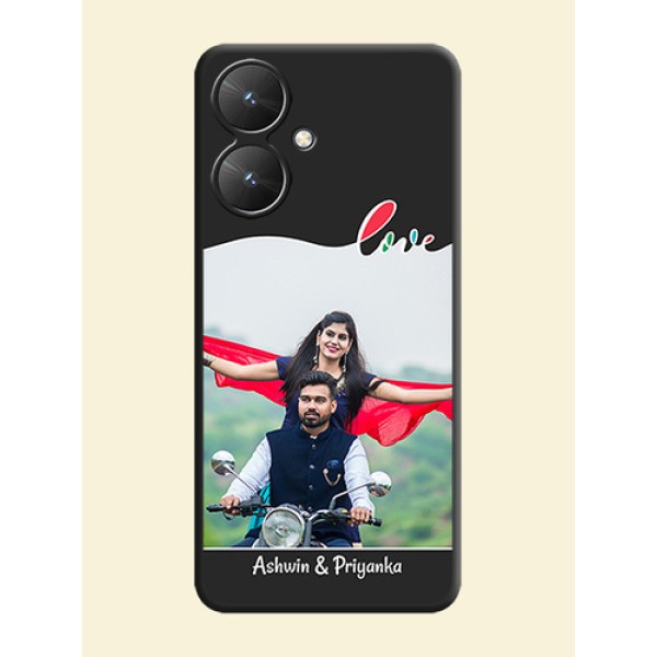 Fall in Love Pattern with Picture on Photo On Space Black Custom Soft Matte Mobile Back Cover - Redmi 13C 5G Fall in Love Pattern with Picture on Photo On Space Black Custom Soft Matte Mobile Back Cover - Redmi 13C 5G