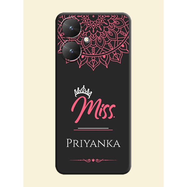 Mrs Name with Floral Design On Space Black Custom Soft Matte Mobile Back Cover - Redmi 13C 5G Mrs Name with Floral Design On Space Black Custom Soft Matte Mobile Back Cover - Redmi 13C 5G