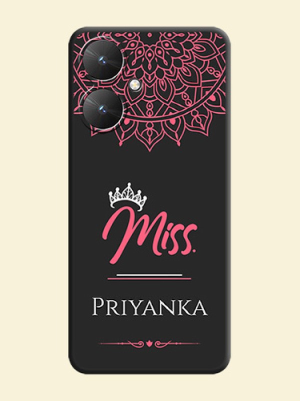 Mrs Name with Floral Design On Space Black Custom Soft Matte Mobile Back Cover - Redmi 13C 5G