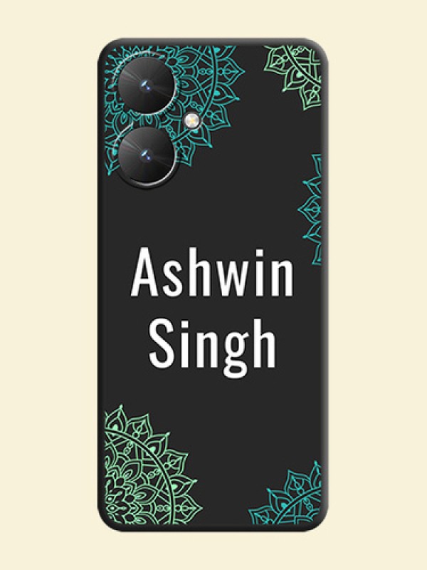 Your Name with Floral Design On Space Black Custom Soft Matte Mobile Back Cover - Redmi 13C 5G