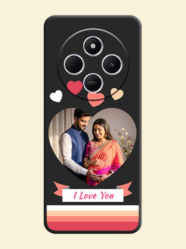 Love Shaped Photo with Colorful Stripes On Space Black Custom Soft Matte Mobile Back Cover - Redmi 14c 5G