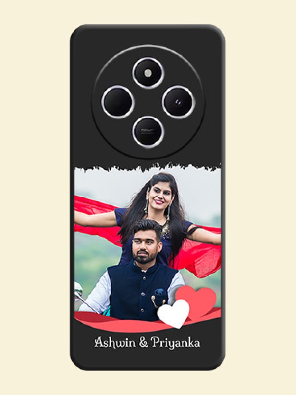 Pin Color Love Shaped Ribbon Design with Text On Space Black Custom Soft Matte Mobile Back Cover - Redmi 14c 5G