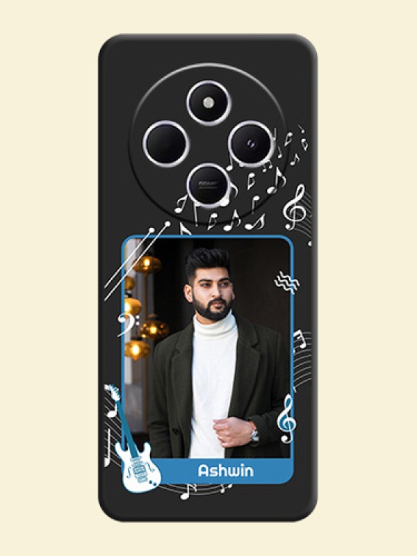 Musical Theme Design with Text on Photo On Space Black Custom Soft Matte Mobile Back Cover - Redmi 14c 5G