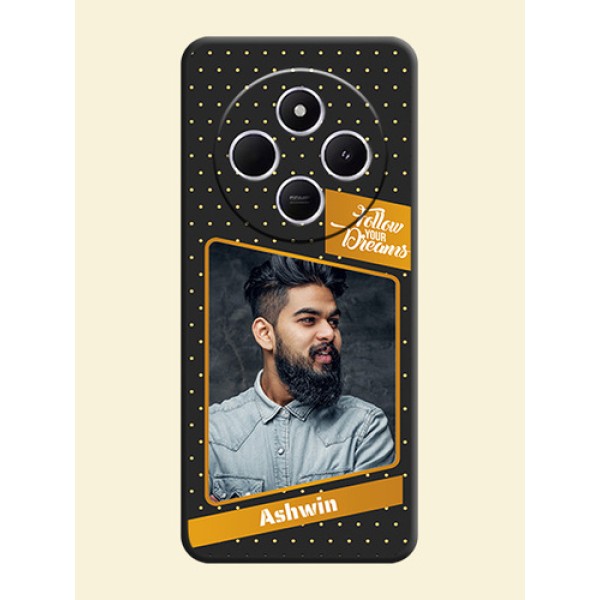 Follow Your Dreams with White Dots On Space Black Custom Soft Matte Mobile Back Cover - Redmi 14c 5G