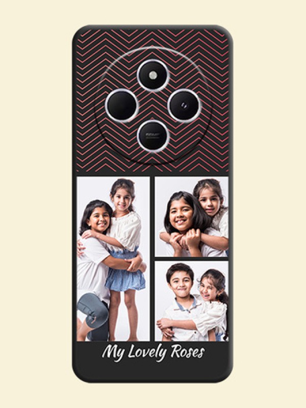 Wave Pattern with 3 Image Holder On Space Black Custom Soft Matte Mobile Back Cover - Redmi 14c 5G