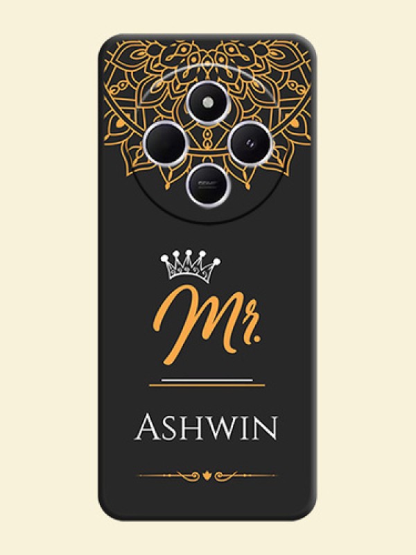 Mr Name with Floral Design On Space Black Custom Soft Matte Mobile Back Cover - Redmi 14c 5G