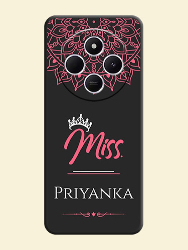 Mrs Name with Floral Design On Space Black Custom Soft Matte Mobile Back Cover - Redmi 14c 5G