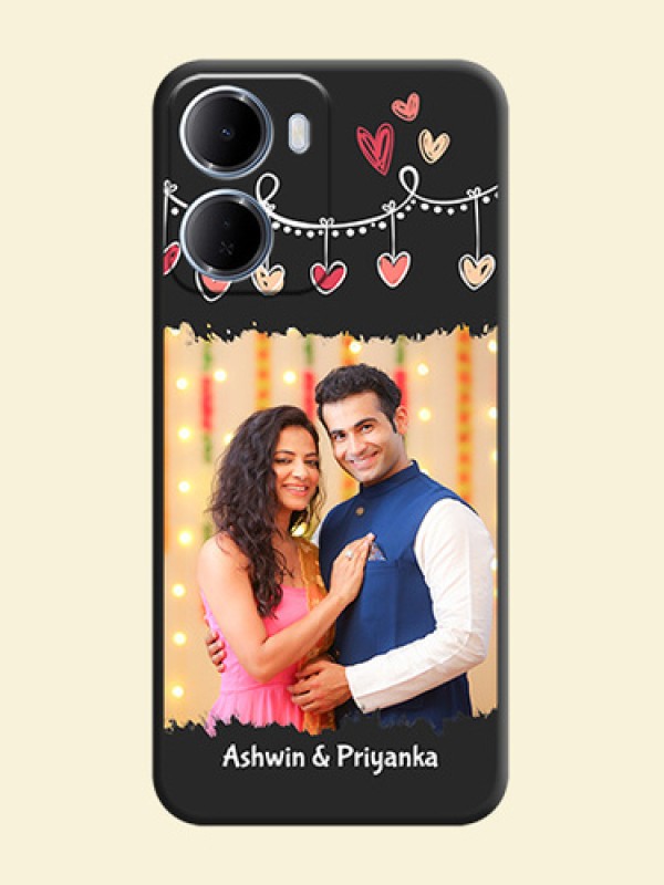 Pink Love Hangings with Name On Space Black Custom Soft Matte Mobile Back Cover - Xiaomi Redmi 15A 5G