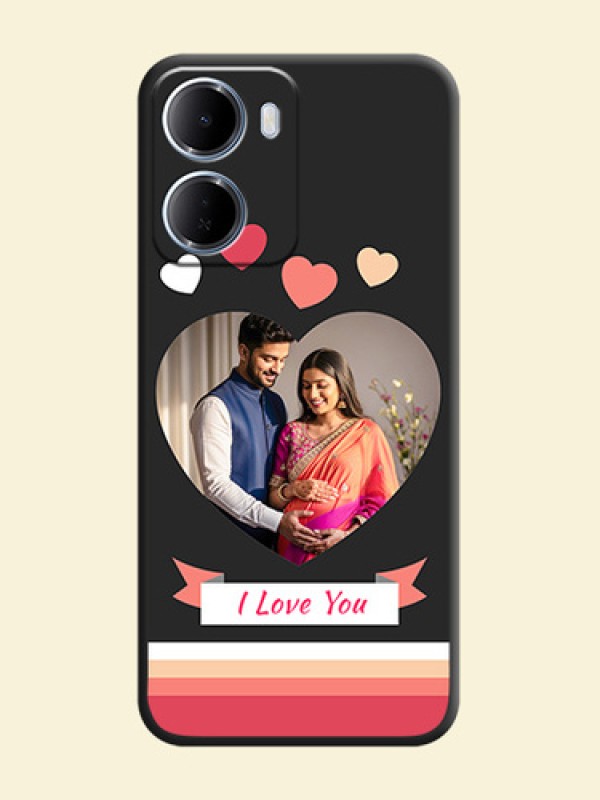 Love Shaped Photo with Colorful Stripes On Space Black Custom Soft Matte Mobile Back Cover - Xiaomi Redmi 15A 5G