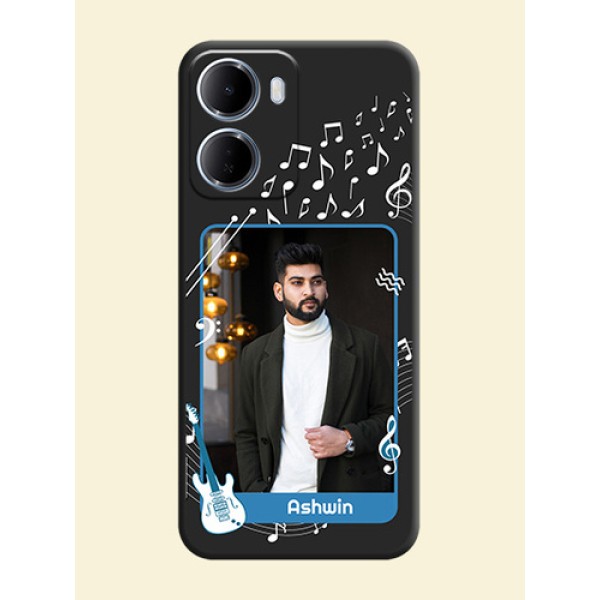 Musical Theme Design with Text on Photo On Space Black Custom Soft Matte Mobile Back Cover - Xiaomi Redmi 15A 5G