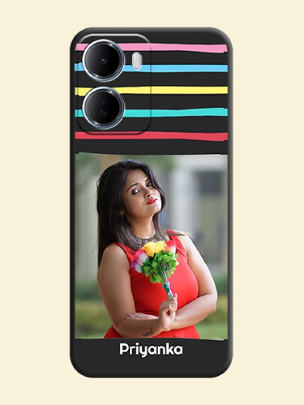 Multicolor Lines with Image On Space Black Custom Soft Matte Mobile Back Cover - Xiaomi Redmi 15A 5G