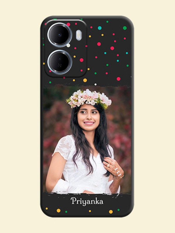 Multicolor Dotted Pattern with Text On Space Black Custom Soft Matte Mobile Back Cover - Xiaomi Redmi 15A 5G