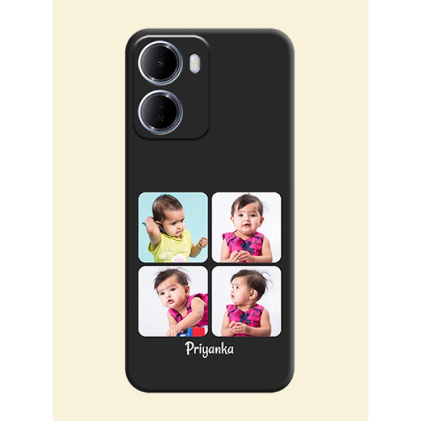 Floral Art with 6 Image Holder on Photo On Space Black Custom Soft Matte Mobile Back Cover - Xiaomi Redmi 15A 5G Floral Art with 6 Image Holder on Photo On Space Black Custom Soft Matte Mobile Back Cover - Xiaomi Redmi 15A 5G