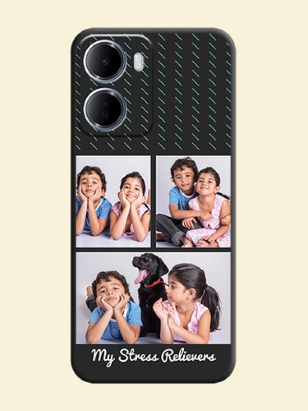 Cross Dotted Pattern with 2 Image Holder On Space Black Custom Soft Matte Mobile Back Cover - Xiaomi Redmi 15A 5G