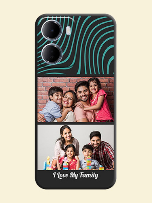 Wave Pattern with 2 Image Holder On Space Black Custom Soft Matte Mobile Back Cover - Xiaomi Redmi 15A 5G