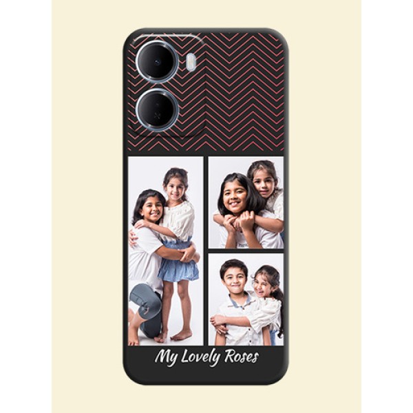 Wave Pattern with 3 Image Holder On Space Black Custom Soft Matte Mobile Back Cover - Xiaomi Redmi 15A 5G Wave Pattern with 3 Image Holder On Space Black Custom Soft Matte Mobile Back Cover - Xiaomi Redmi 15A 5G