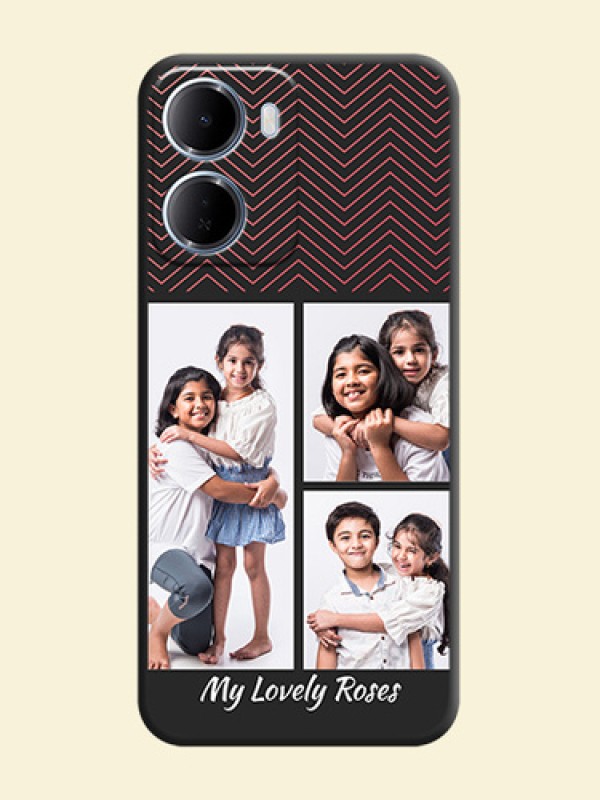 Wave Pattern with 3 Image Holder On Space Black Custom Soft Matte Mobile Back Cover - Xiaomi Redmi 15A 5G