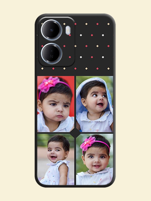 Multicolor Dotted Pattern with 4 Image Holder On Space Black Custom Soft Matte Mobile Back Cover - Xiaomi Redmi 15A 5G