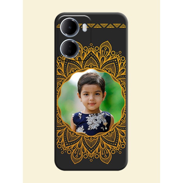 Round Image with Floral Design On Space Black Custom Soft Matte Mobile Back Cover - Xiaomi Redmi 15A 5G Round Image with Floral Design On Space Black Custom Soft Matte Mobile Back Cover - Xiaomi Redmi 15A 5G