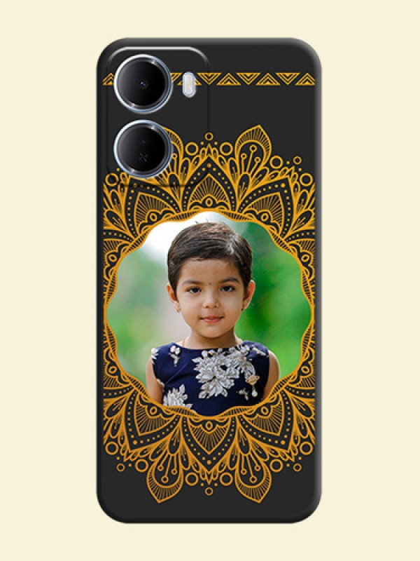 Round Image with Floral Design On Space Black Custom Soft Matte Mobile Back Cover - Xiaomi Redmi 15A 5G