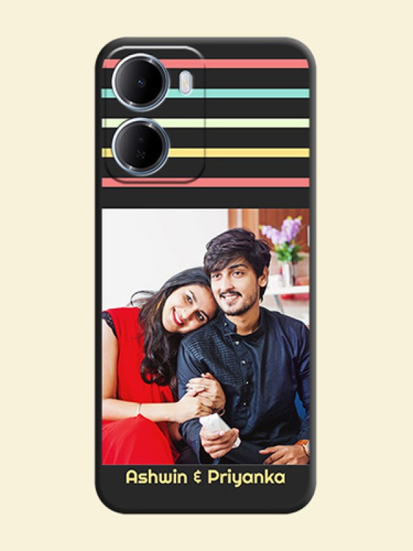 Color Stripes with Photo and Text on Photo On Space Black Custom Soft Matte Mobile Back Cover - Xiaomi Redmi 15A 5G