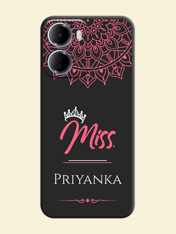 Mrs Name with Floral Design On Space Black Custom Soft Matte Mobile Back Cover - Xiaomi Redmi 15A 5G