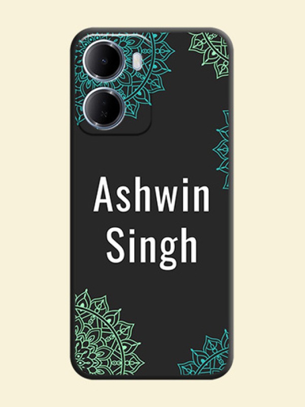 Your Name with Floral Design On Space Black Custom Soft Matte Mobile Back Cover - Xiaomi Redmi 15A 5G