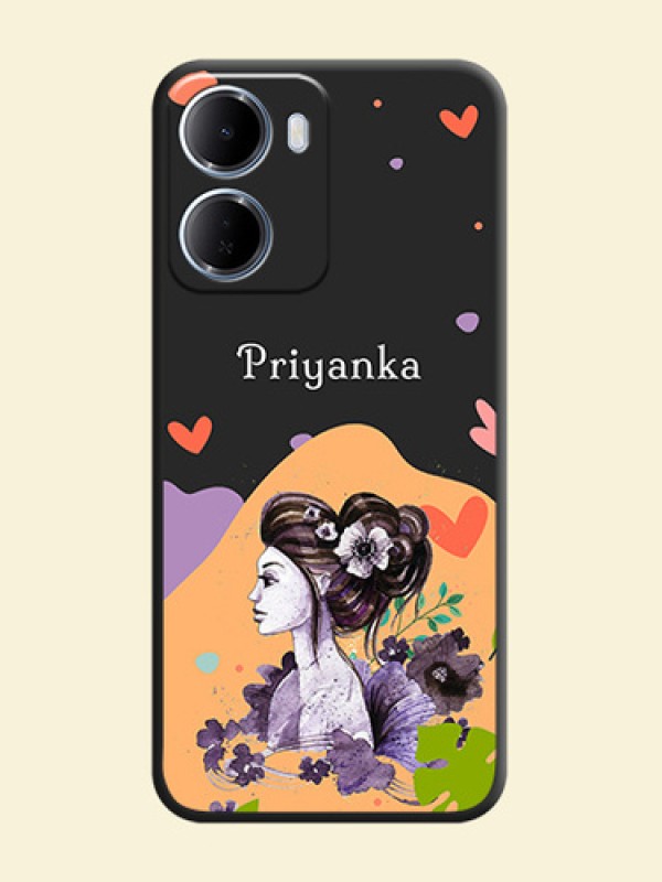 Namecase For Her With Fancy Lady Image On Space Black Custom Soft Matte Mobile Back Cover - Xiaomi Redmi 15A 5G