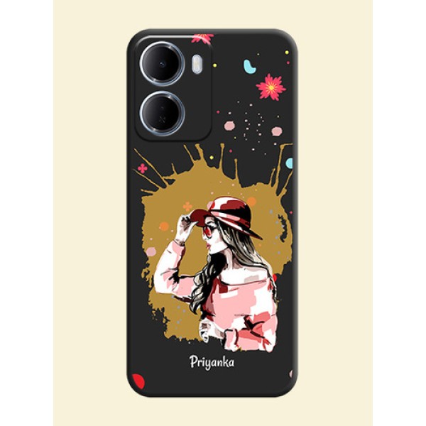 Mordern Lady With Color Splash Background With Custom Text On Space Black Custom Soft Matte Mobile Back Cover - Xiaomi Redmi 15A 5G