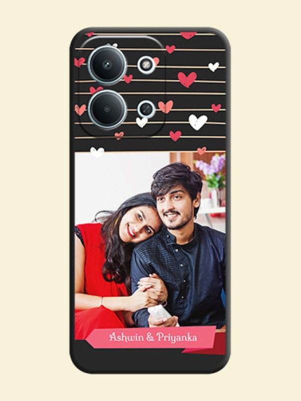 Love Pattern with Name on Pink Ribbon on Photo On Space Black Custom Soft Matte Mobile Back Cover - Xiaomi Redmi 15C 5G