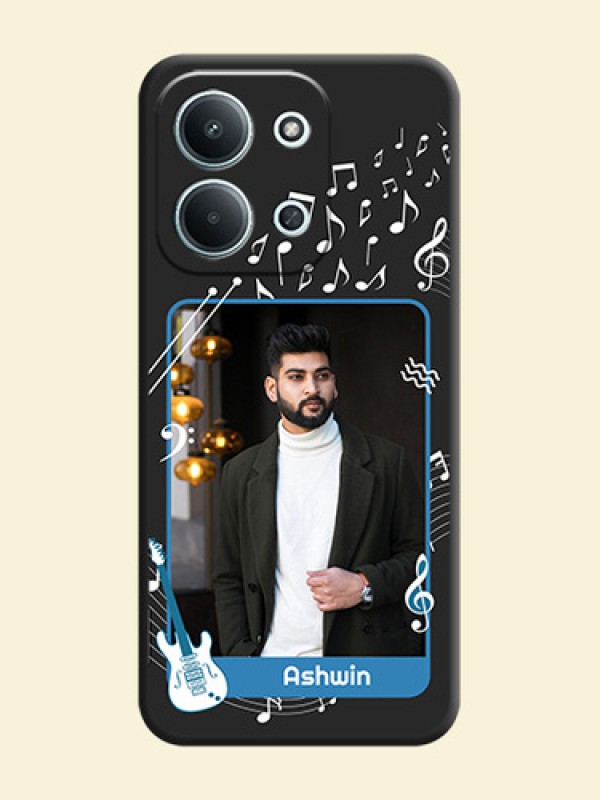 Musical Theme Design with Text on Photo On Space Black Custom Soft Matte Mobile Back Cover - Xiaomi Redmi 15C 5G