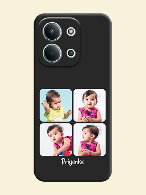 Floral Art with 6 Image Holder on Photo On Space Black Custom Soft Matte Mobile Back Cover - Xiaomi Redmi 15C 5G