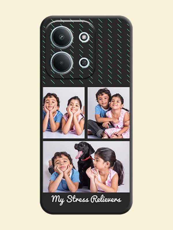 Cross Dotted Pattern with 2 Image Holder On Space Black Custom Soft Matte Mobile Back Cover - Xiaomi Redmi 15C 5G