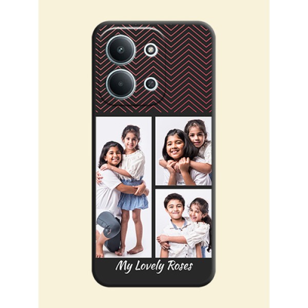 Wave Pattern with 3 Image Holder On Space Black Custom Soft Matte Mobile Back Cover - Xiaomi Redmi 15C 5G Wave Pattern with 3 Image Holder On Space Black Custom Soft Matte Mobile Back Cover - Xiaomi Redmi 15C 5G