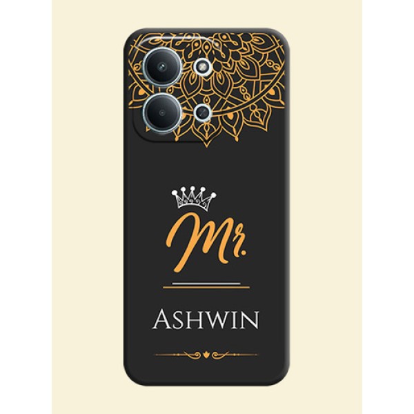 Mr Name with Floral Design On Space Black Custom Soft Matte Mobile Back Cover - Xiaomi Redmi 15C 5G Mr Name with Floral Design On Space Black Custom Soft Matte Mobile Back Cover - Xiaomi Redmi 15C 5G