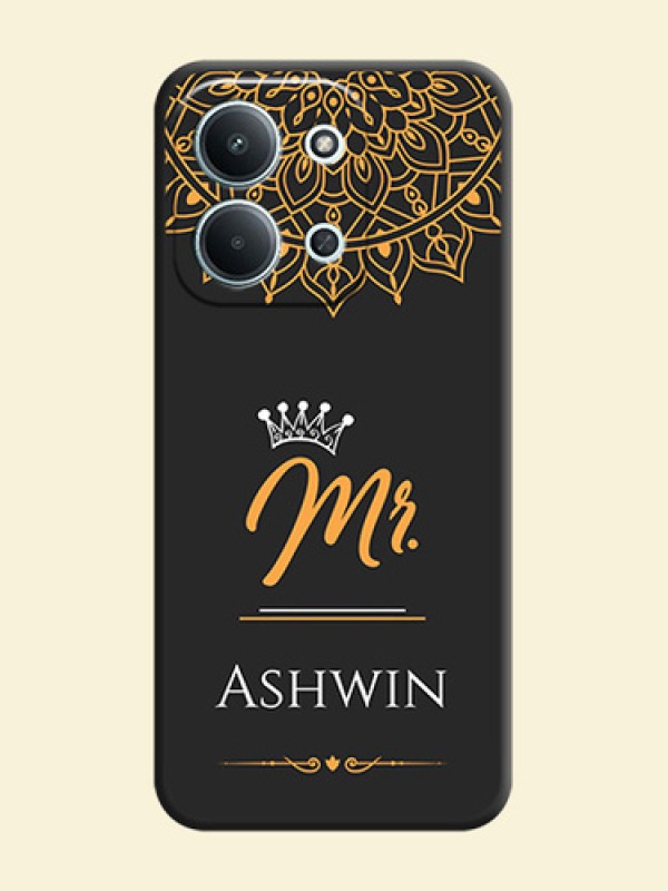 Mr Name with Floral Design On Space Black Custom Soft Matte Mobile Back Cover - Xiaomi Redmi 15C 5G