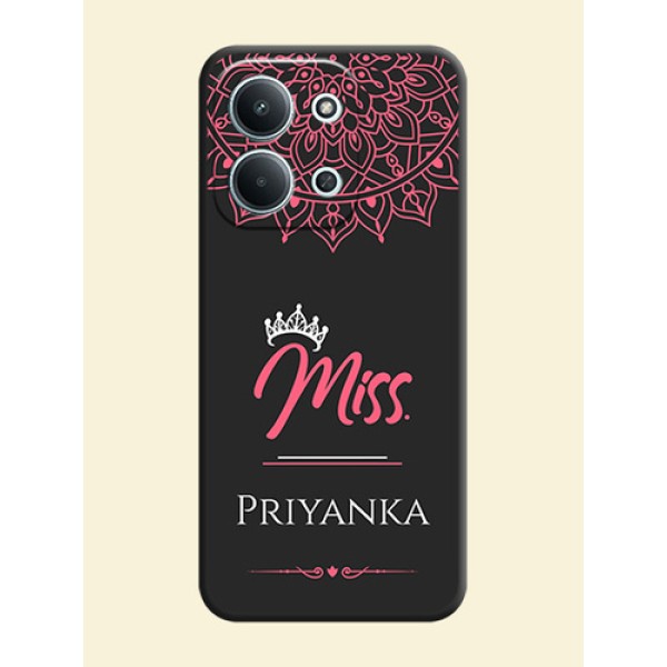 Mrs Name with Floral Design On Space Black Custom Soft Matte Mobile Back Cover - Xiaomi Redmi 15C 5G Mrs Name with Floral Design On Space Black Custom Soft Matte Mobile Back Cover - Xiaomi Redmi 15C 5G