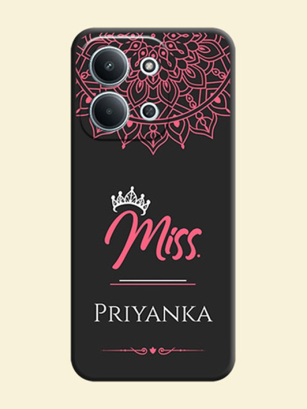 Mrs Name with Floral Design On Space Black Custom Soft Matte Mobile Back Cover - Xiaomi Redmi 15C 5G