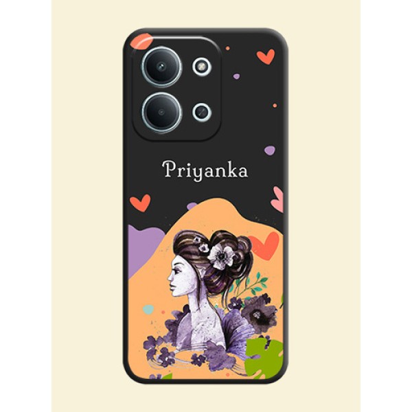 Namecase For Her With Fancy Lady Image On Space Black Custom Soft Matte Mobile Back Cover - Xiaomi Redmi 15C 5G Namecase For Her With Fancy Lady Image On Space Black Custom Soft Matte Mobile Back Cover - Xiaomi Redmi 15C 5G