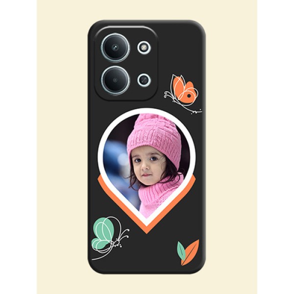 Upload Pic With Simple Butterly Design On Space Black Custom Soft Matte Mobile Back Cover - Xiaomi Redmi 15C 5G Upload Pic With Simple Butterly Design On Space Black Custom Soft Matte Mobile Back Cover - Xiaomi Redmi 15C 5G